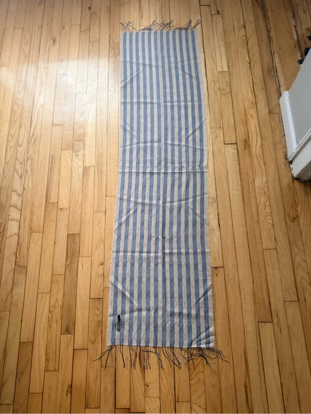 Striped Blue /Cream scarf natural fibers